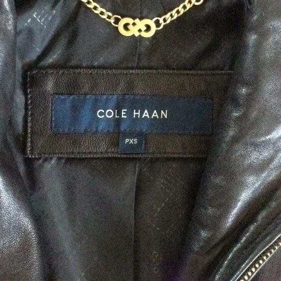 Cole Haan Women’s Wing Collar Genuine Lambskin Leather Jacket, PXS-Black - Picture 3 of 8